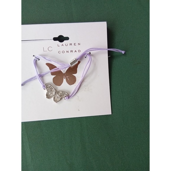 LC Lauren Conrad Jewelry - LC Lauren Conrad Butterfly Charm Cord Bracelet Purple Silver Tone BR51702PUSI
